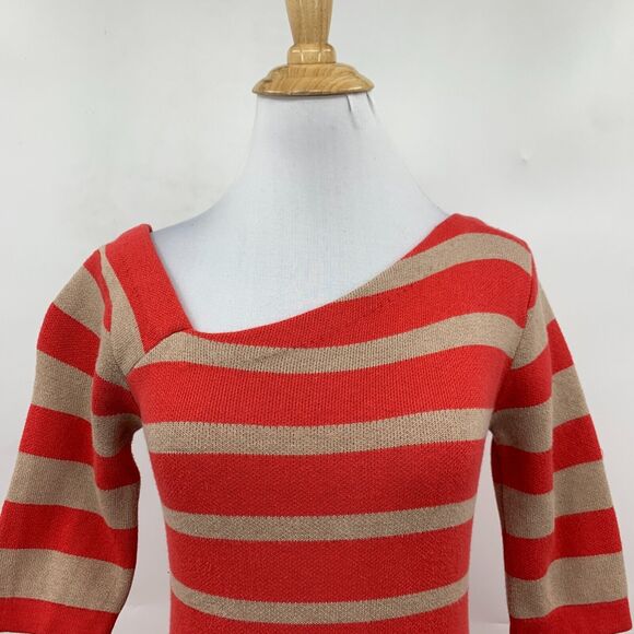 Tracy Reese Dress Women S Small Striped Asymmetric Neck Silk Blend Sweater Knit - Picture 3 of 12